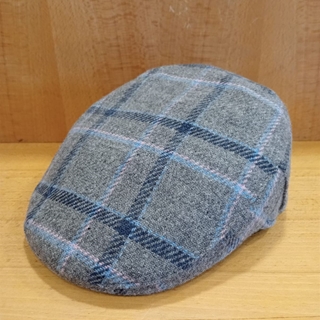 Visera BEIRETS de lana gris cuadros azul marino/celeste/rosa - Imagen 2